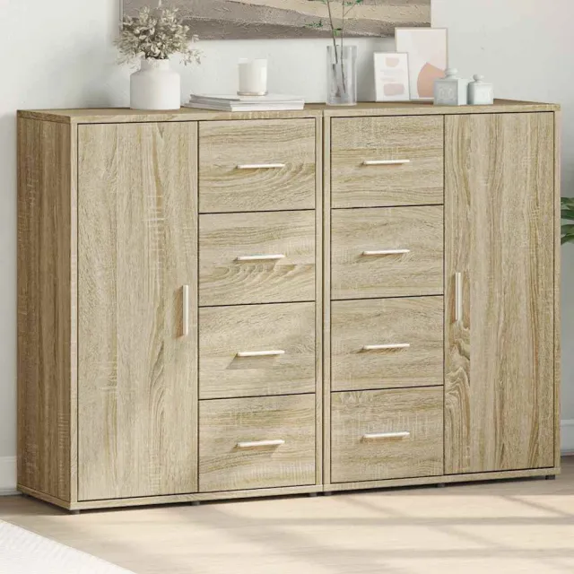 vidaXL Dressoirs 2 st 60x31x84 cm bewerkt hout sonoma eikenkleurig Bruin