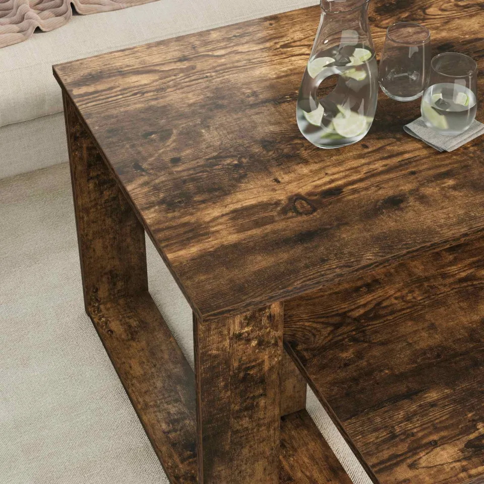 vidaXL Koffietafel Set 2 st Gerookt eiken 100 x 50 x 42 cm, foto 4