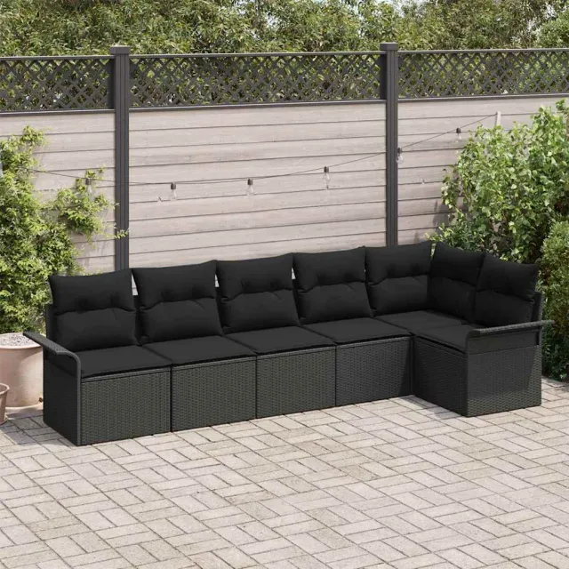 vidaXL Tuin Sofa Set 6 st Zwart poly rattan, foto 2