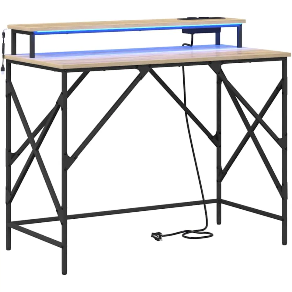 vidaXL Bureau Sonoma Eiken 100 x 50 x 86,5 cm Bewerkt hout, foto 3