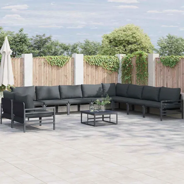vidaXL Tuinbankenset 11 st Zwart Staal, foto 2