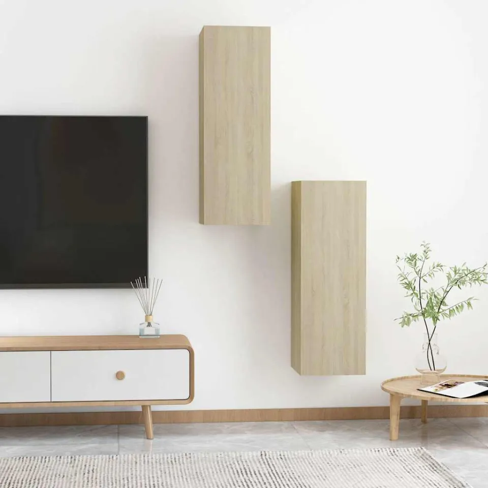 vidaXL Tv-meubels 2 st 30,5x30x90 cm bewerkt hout sonoma eikenkleurig, foto 3