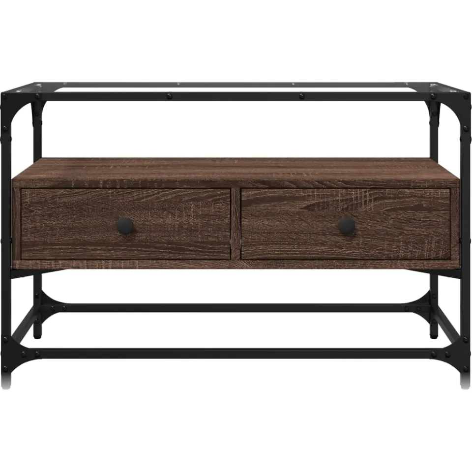 vidaXL Tv-meubel met glazen blad 80x35x51 cm hout bruin eikenkleurig