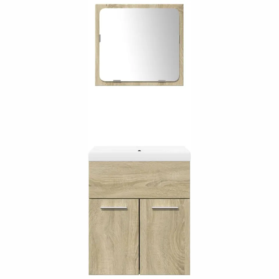 vidaXL 3-delige Badkamermeubelset bewerkt hout sonoma eikenkleurig, foto 4
