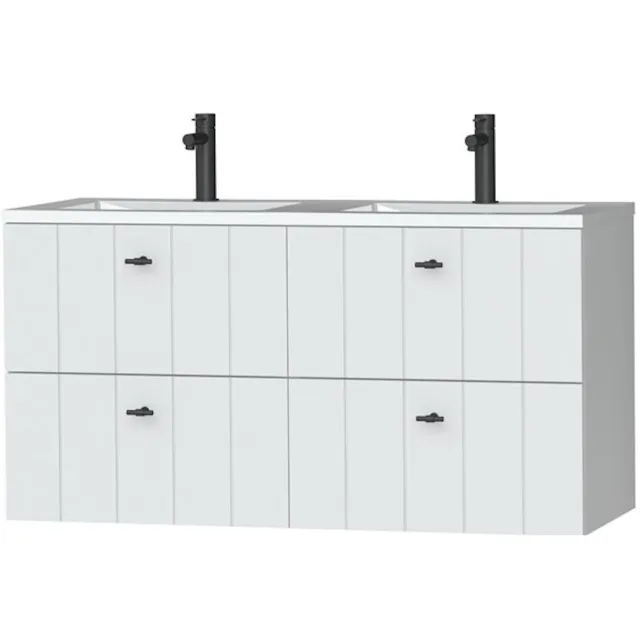 Tiger Maryport Meubelset 120 cm met 4 lades Mat wit incl Quadro wastafel Hoogglans wit - 1496028911