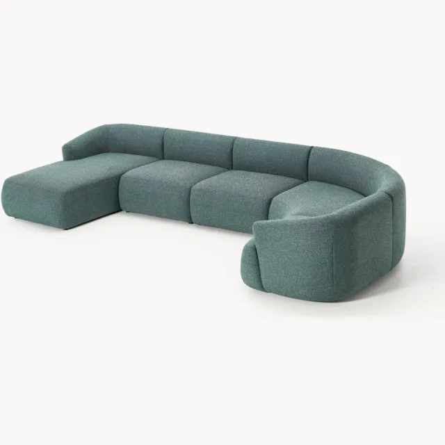 Westwing Collection XL modulaire bouclé bank Sofia turquoise