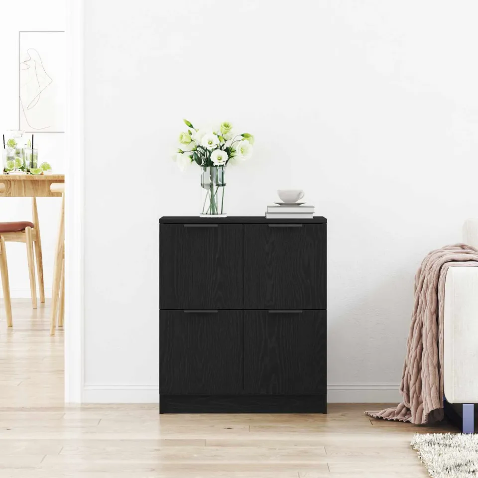 vidaXL Dressoir Zwart Eiken 60 x 30 x 70 cm Bewerkt hout, foto 4