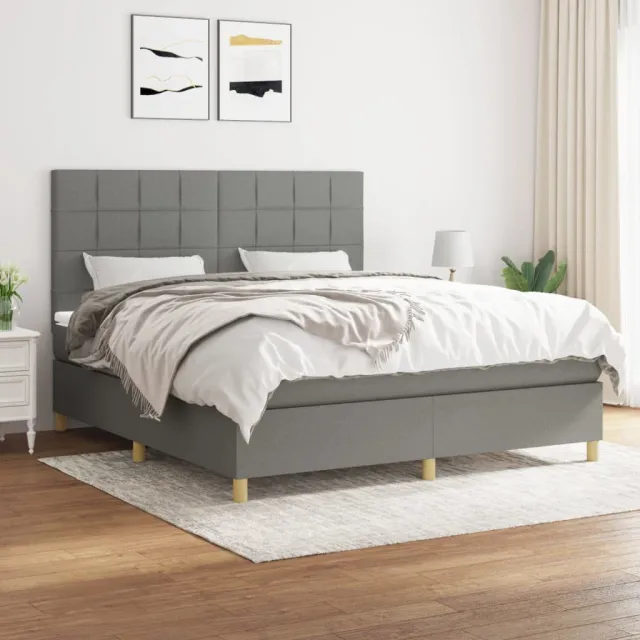 vidaXL Boxspring met matras stof donkergrijs 160x200 cm grijs