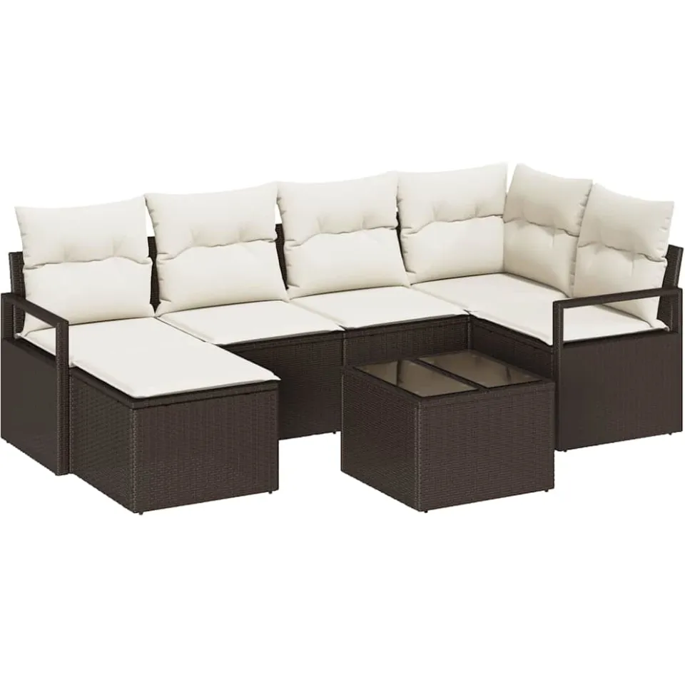vidaXL Bankstel 7 st Bruin poly rattan