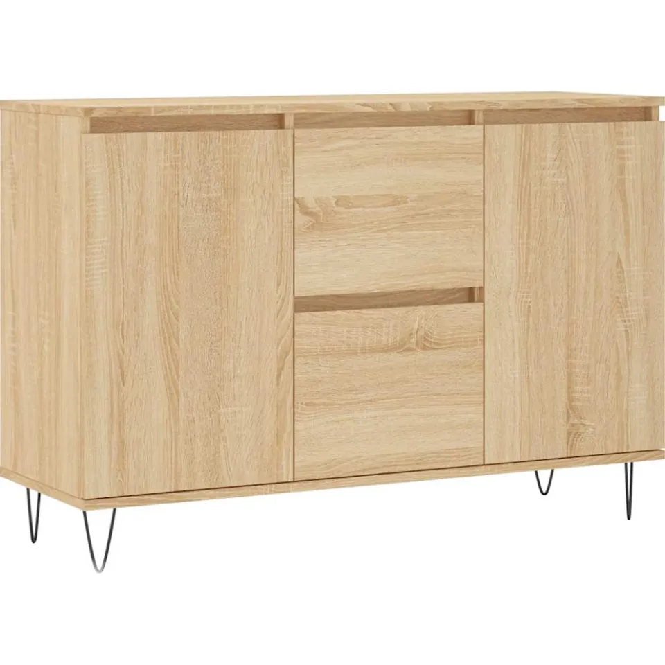 vidaXL Dressoir 101,5x35x70 cm bewerkt hout sonoma eikenkleurig, foto 3
