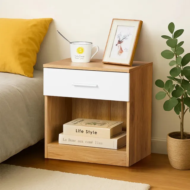LEADZM Nachtkastje met 1 lades- 39 x 28 x 41 cm Wit