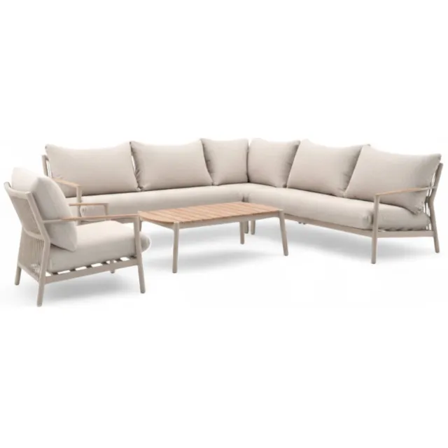 Belito Aluminium Hoek Loungeset - Taupe Frame - Belito Julia - 4-delig + Stoel beige