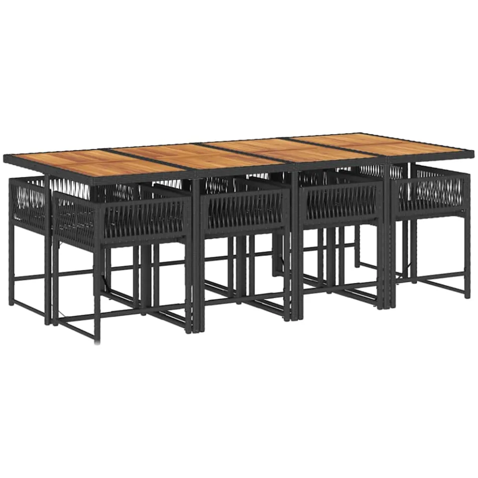 vidaXL 9-delige Tuinset poly rattan zwart, foto 4