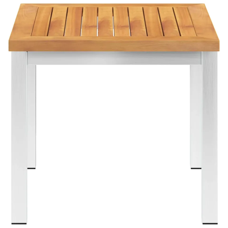 vidaXL Tuinbijzettafel 45x45x38 cm massief acaciahout roestvrij staal, foto 2