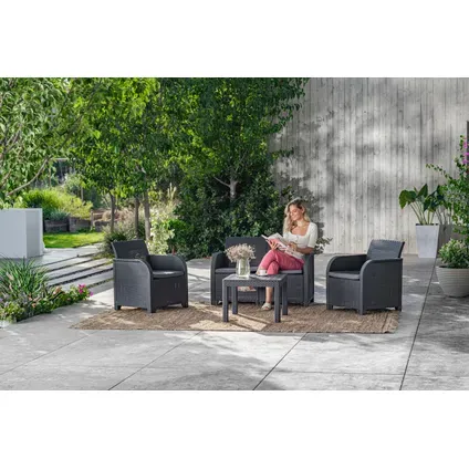 Keter Loungeset Rosalie - Wicker/kunststof - Antraciet - 4 Personen, foto 4