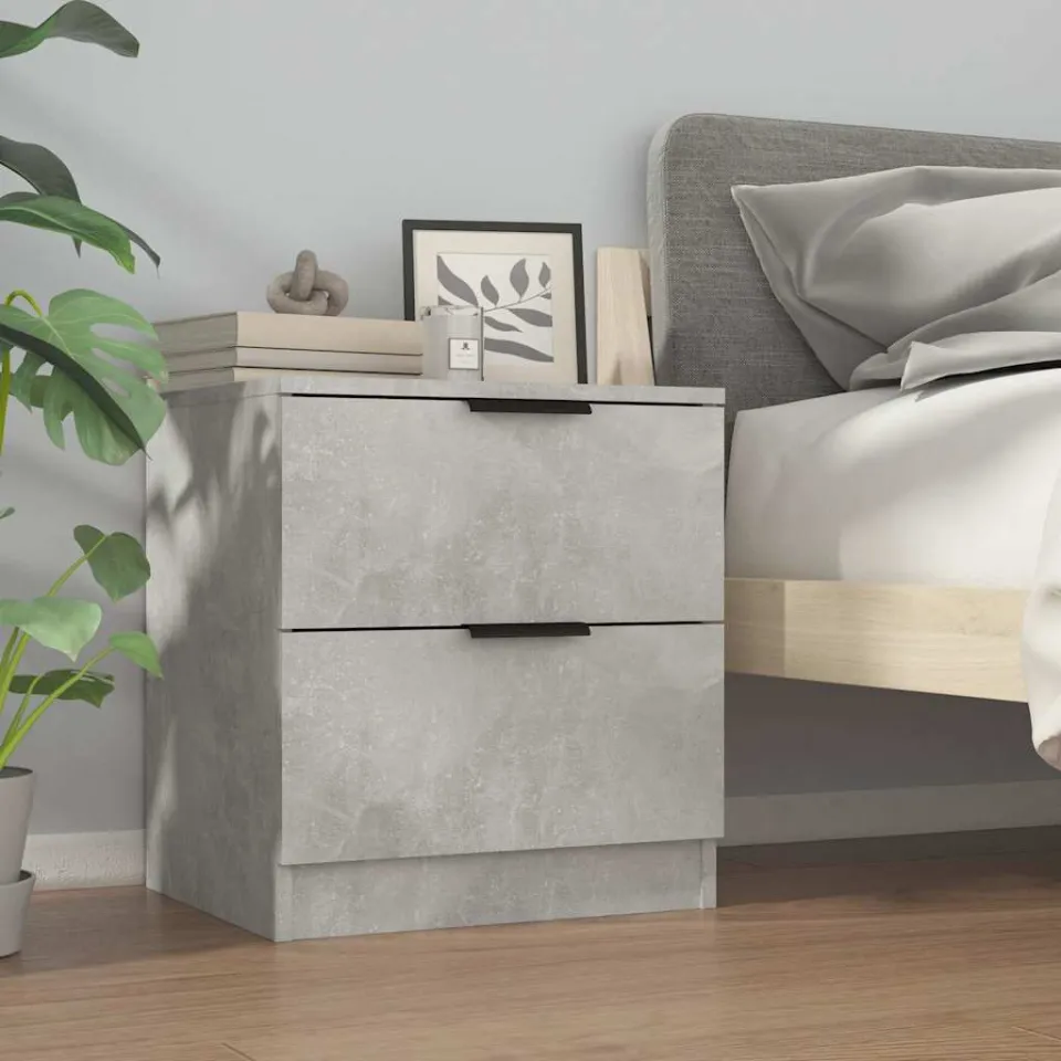 vidaXL Nachtkastjes 2 st bewerkt hout betongrijs grijs, foto 4