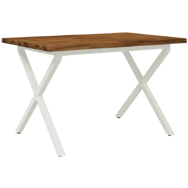vidaXL Eettafel - met - levendige - rand - 90 - x - 55 - x - 75 - cm - Massief - Acacia - Hout Natuurlijk en wit