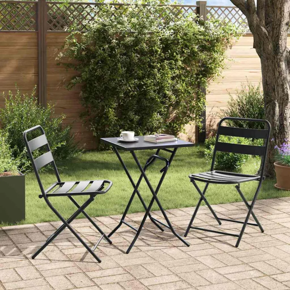 vidaXL Tuin Bistro Set 3 st Antraciet Staal, foto 4