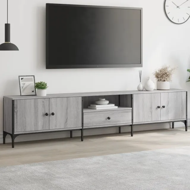 vidaXL Tv-meubel met lade 200x25x44 cm bewerkt hout grijs sonoma eiken, foto 2