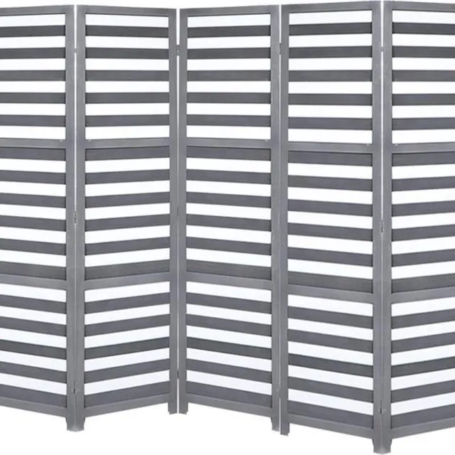 LW collection Kamerscherm hout grijs/wit / kamerschermen hout 5 panelen - scheidingswand grijs 170x200cm - inklapbare Paravent kant en klaar Grijs wit5