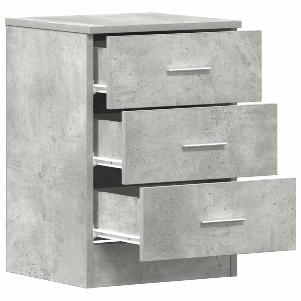 vidaXL Nachtkastje 38x35x56 cm bewerkt hout betongrijs grijs, foto 4
