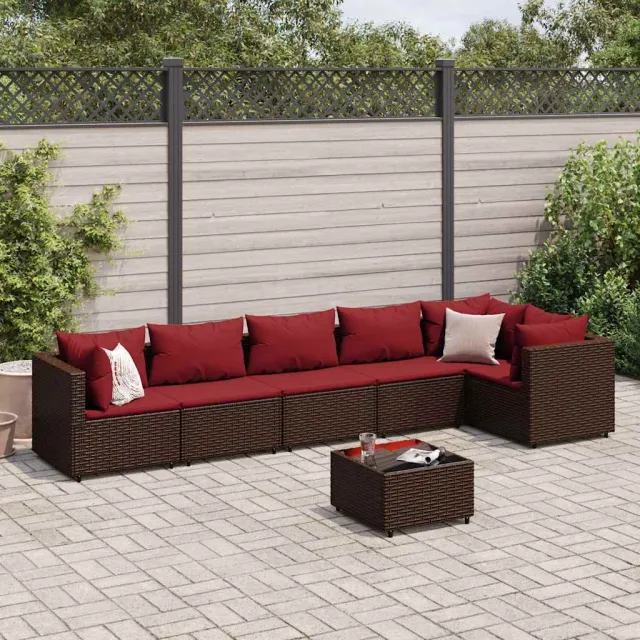 vidaXL 7-delige Loungeset met kussens poly rattan bruin, foto 2