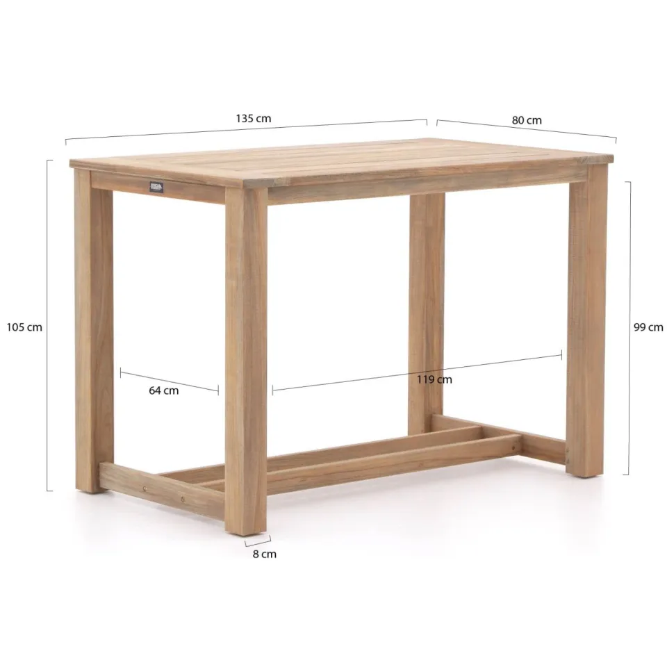 ROUGH Furniture ROUGH-X bartafel 135x80x105cm bruin, foto 2