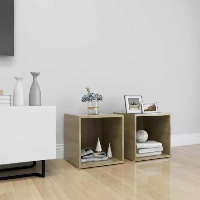 vidaXL Tv-meubelen 2 st 37x35x37 cm bewerkt hout sonoma eikenkleurig, foto 2