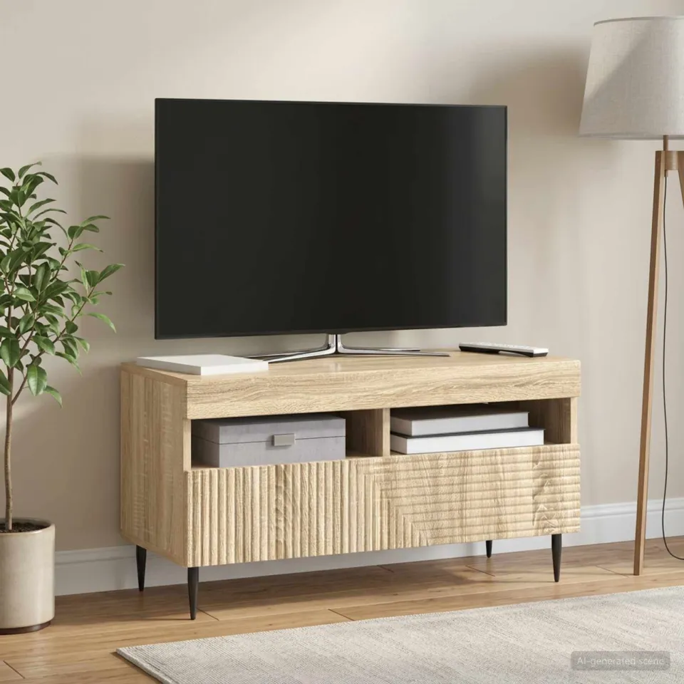 vidaXL LED tv-meubel HAARLEM 81 x 35 x 43 cm Sonoma Eiken Bewerkt hout, foto 4