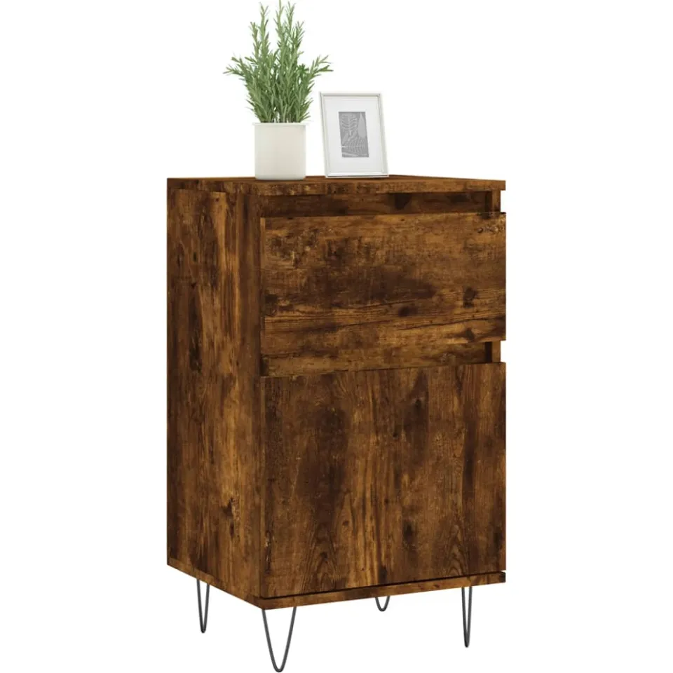 vidaXL Dressoirs 2 st 40x35x70 cm bewerkt hout gerookt eikenkleurig Bruin
