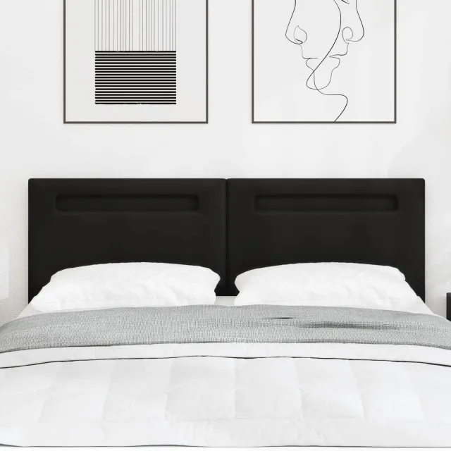vidaXL LED Hoofdbord Zwart 160 cm Nep Leer