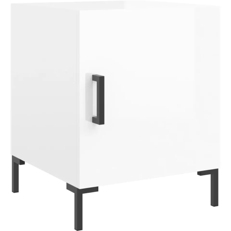 vidaXL Nachtkastjes 2 st 40x40x50 cm bewerkt hout hoogglans wit, foto 3