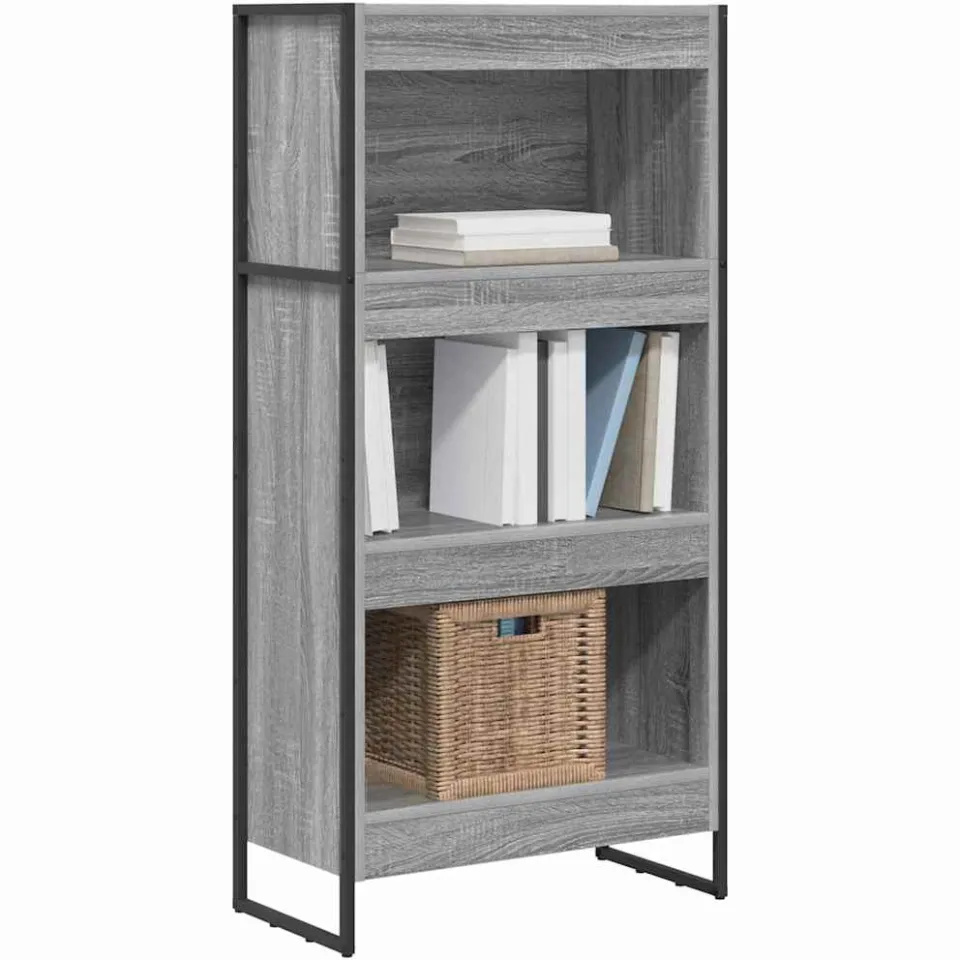 vidaXL Boekenkast 60 x 30 x 121 cm Bewerkt hout Grijs Sonoma
