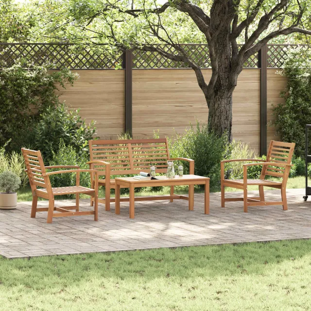 vidaXL Tuinbankenset 4 st Naturel Massief Teakhout, foto 2