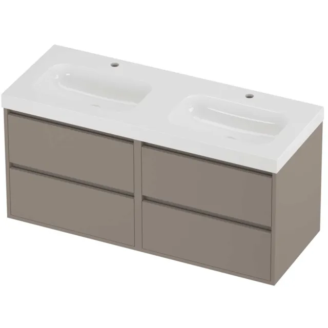 Proline Haga Badmeubelset Polystone Mezza 4 Laden 120x46x58 cm Glans Wit Clay Beige