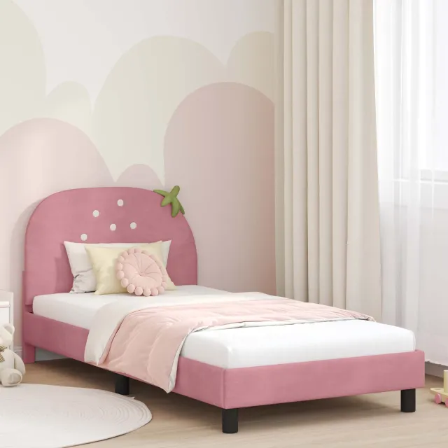 vidaXL Bedframe voor kinderen met hoofdbord Roze 80 x 200 cm Fluweel