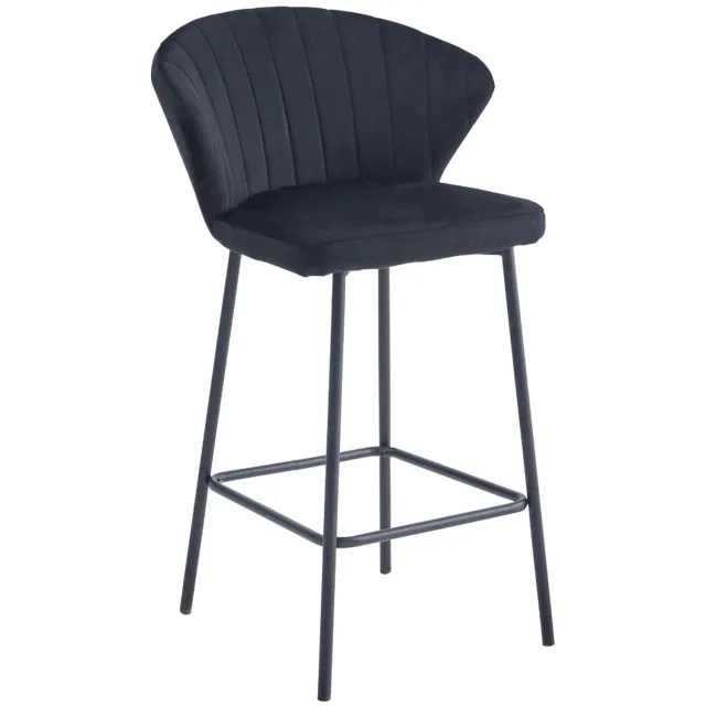 Oskar Hoker Aventa Zamszowy Czarny 66cm - Stylowe Krzesło Barowe Loft Black