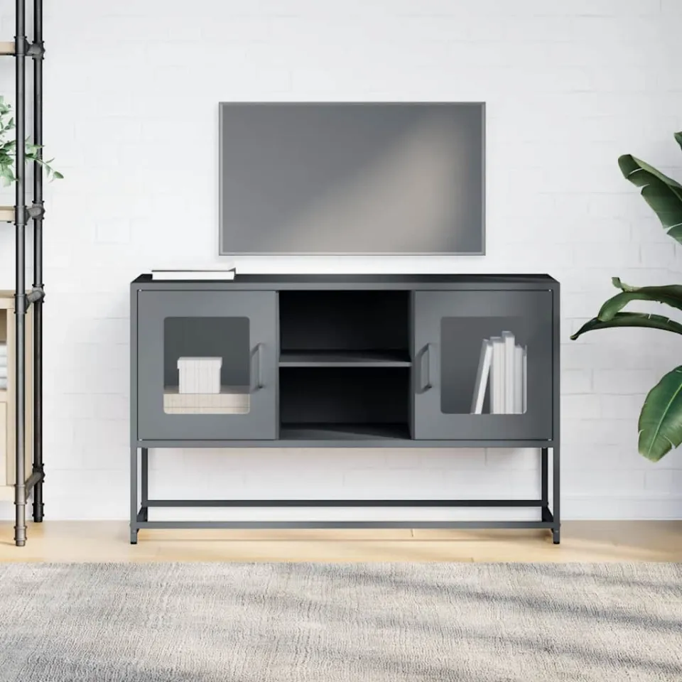 vidaXL Tv-meubel 100,5x39x60,5 cm staal antracietkleurig, foto 2