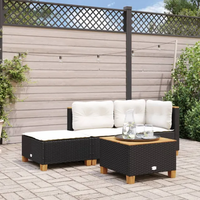 vidaXL Tuinkruk met kussen 63,5x56x32 cm poly rattan zwart, foto 2