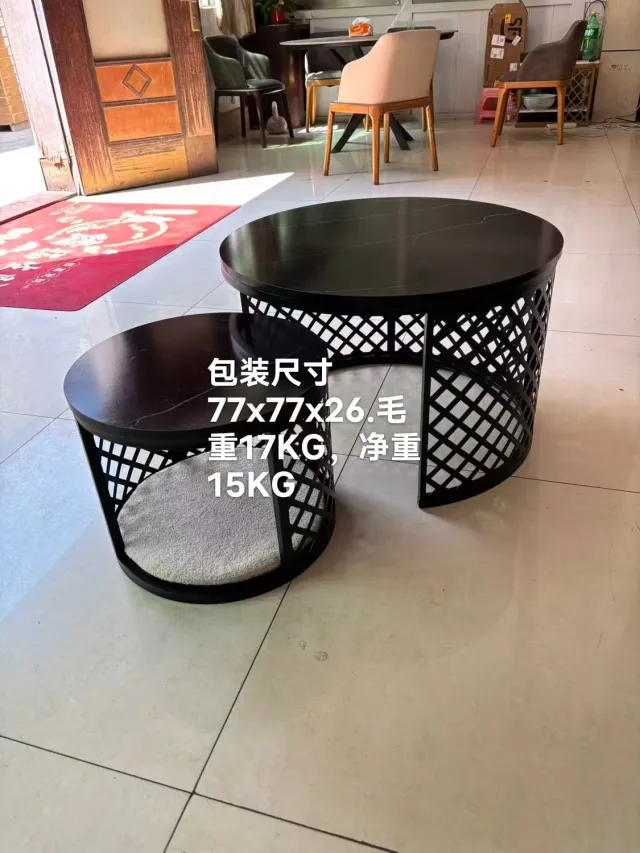 Maisentiel Ronde Salontafelset 2-delig 70/45 cm met Huisdierplek, MDF en Metaal, Wit Zwart