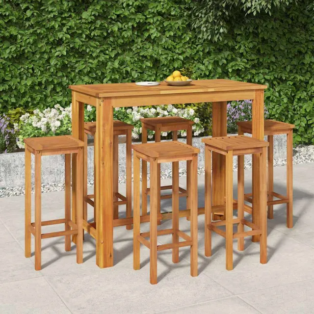 vidaXL 7-delige Tuinbarset massief acaciahout bruin, foto 2