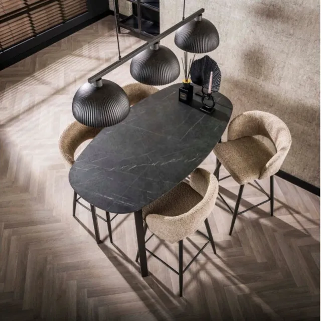 Meubelplaats Bartafel Marquina deens ovaal 140x75 cm - marmerlook Naturel