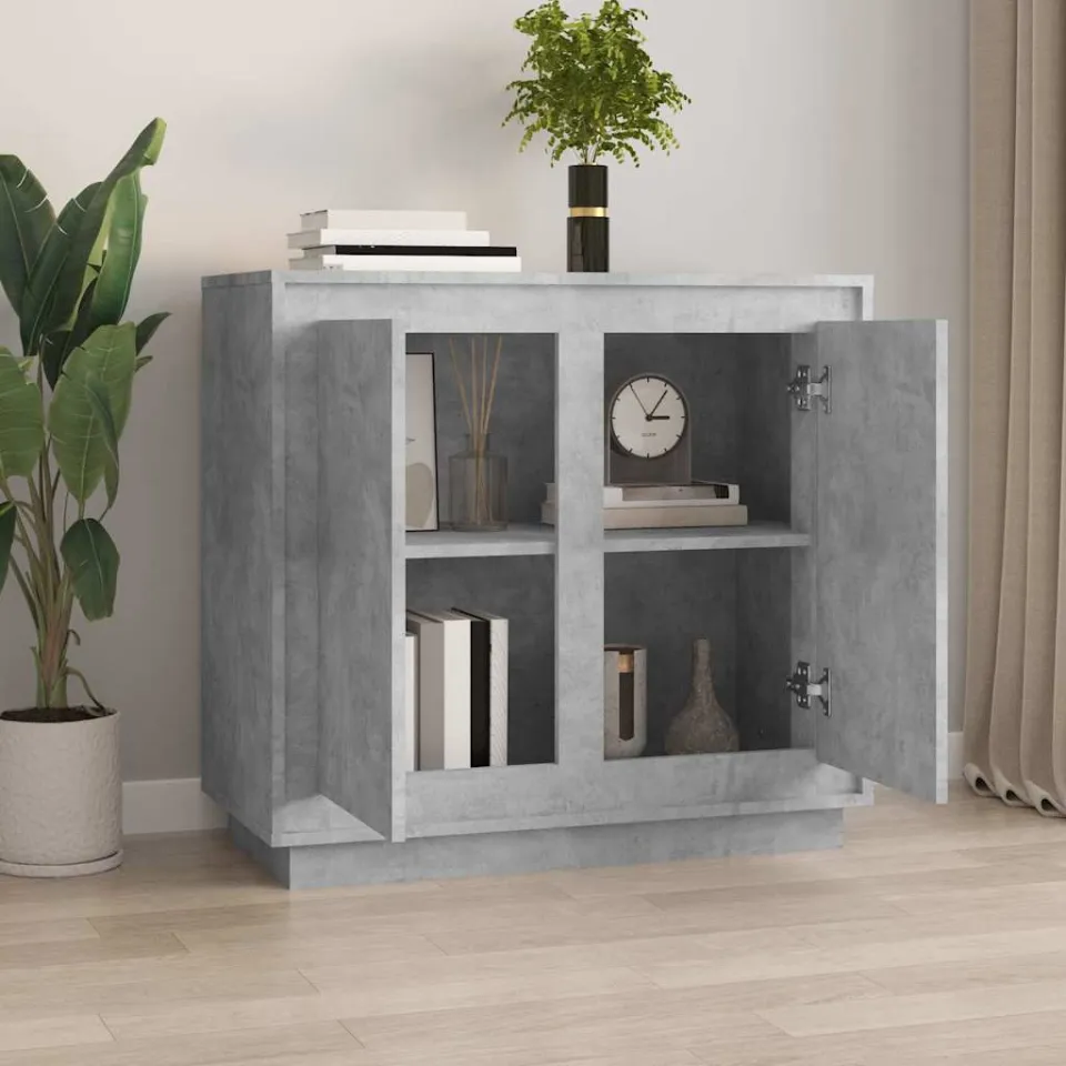 vidaXL Dressoir 80x34x75 cm bewerkt hout betongrijs grijs, foto 3