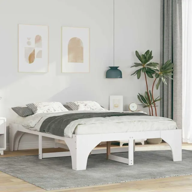 vidaXL Bedframe Wit 160 x 200 cm Massief grenenhout