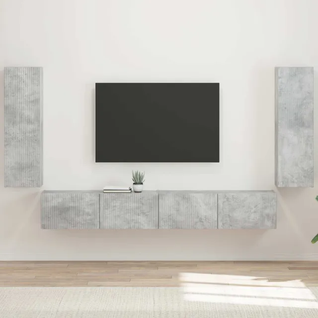 vidaXL TV Wandkast Set 4 st Beton Grijs Bewerkt hout