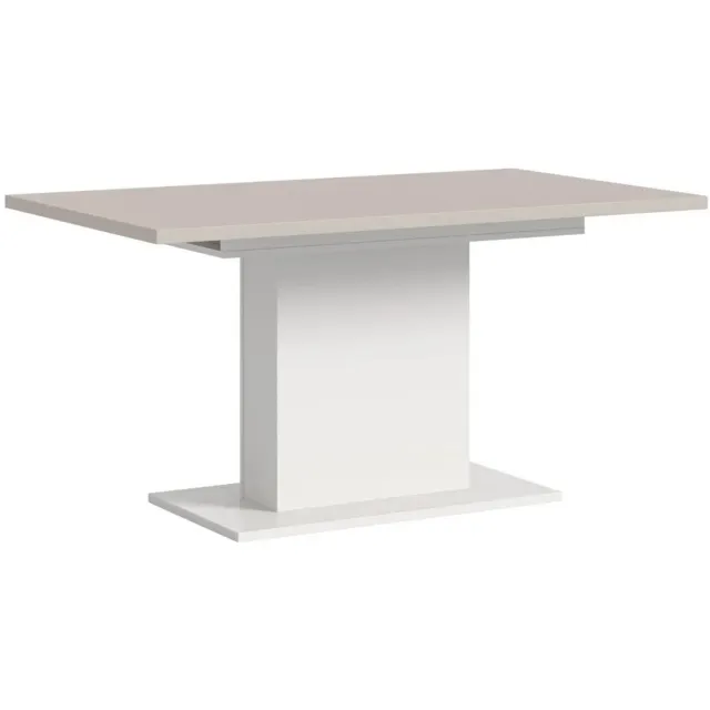 Furnilux Eetkamer tafel in kasjmier en wit - Modern design met zuilvormig onderstel - 150 cm breed