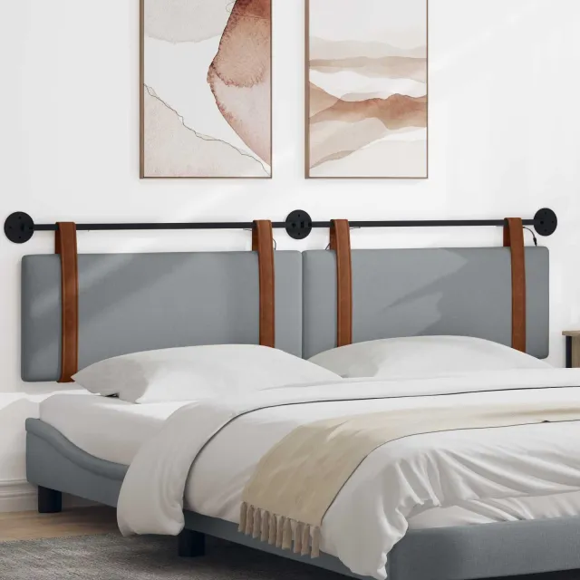 vidaXL Hangend hoofdbord Lichtgrijs Antiek PU