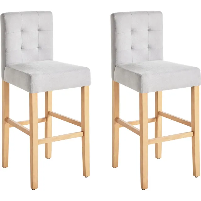 Beliani MADISON - Barkruk - Set van 2 - Grijs - Polyester