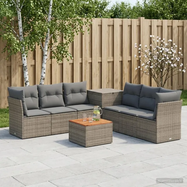 vidaXL Bankstel 8 st Grijs en Donkergrijs 55 x 55 x 37 cm