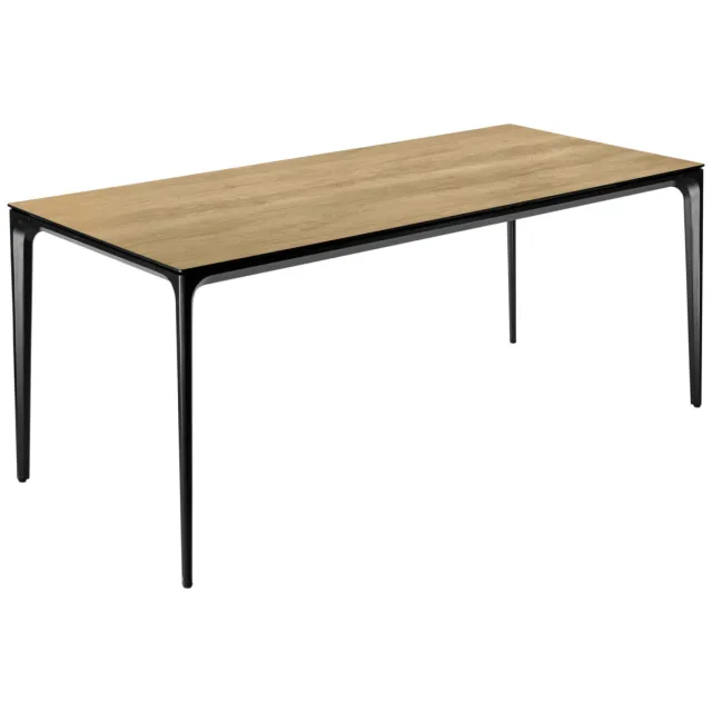 Vega Tafel voor buiten Linero rechthoekig; 180x80x72 cm (LxBxH); Tafelblad eiken/naturel, frame zwart; rechthoekig